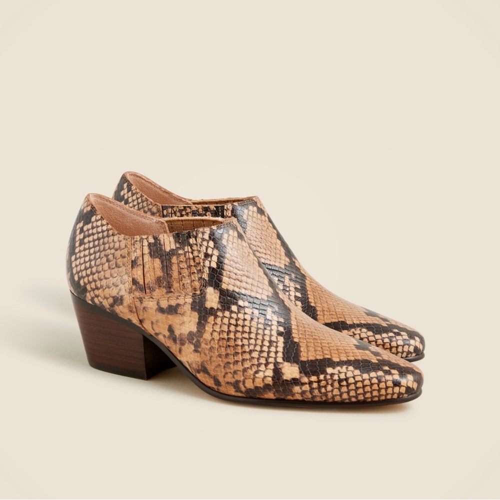 J. Crew Snake Print Ankle Booties - Brown and Black